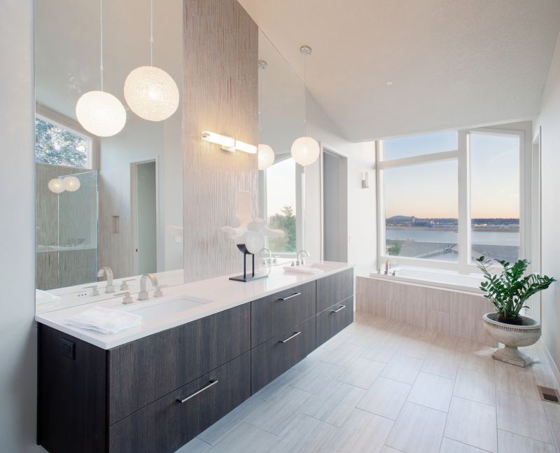 Contemporary bathroom with dual vanities